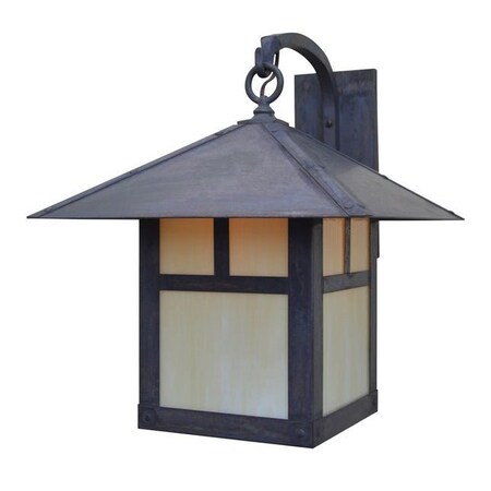 Arroyo Craftsman 16" Evergreen Wall Mount Without Overlay (Empty), Black, Clear Seedy Glass EB-16ECS-BK